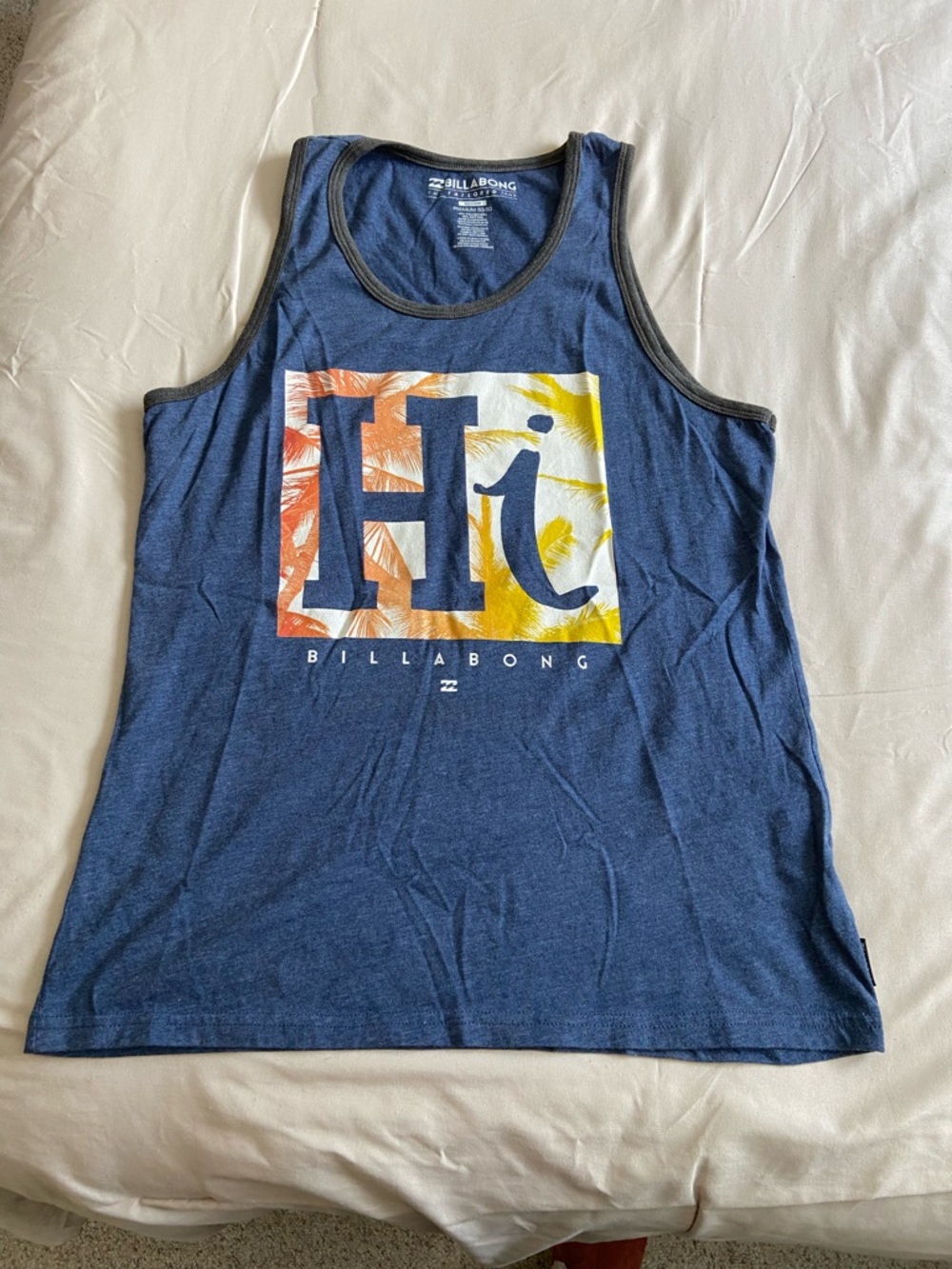 Billabong Blue Tank with Heathered Gray Trim